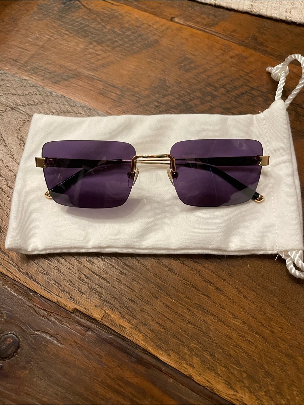 Rhude Gold Rimless New Money Sunglasses
